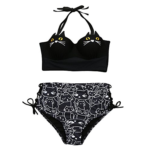 LUNULE VENMO Halter Bikinis Mujer Push up Bikinis Niñas Traje de baño Acolchado con Aros Bikini Braga Alta Trajes de baño de Dos Piezas Cintura Alta Braguitas Bikinis para Mujer