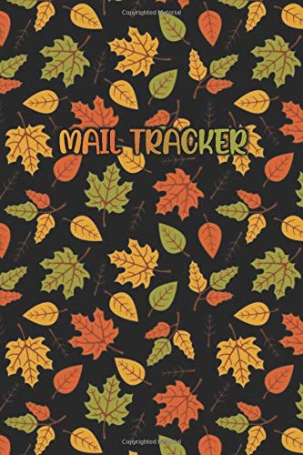 Mail Tracker: Autumn Leaf Pattern in Black Cover- 120 Pages 6 X 9"