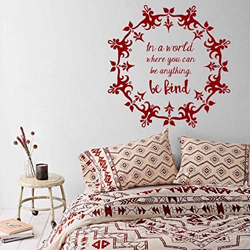 Mandala Be Kind World Quote Adorno marroquí Tatuajes de pared Flor Namaste Indian Yoga Dormitorio Decoración para el hogar Murales Vinilo Adhesivo Otra opción de color 57x57cm