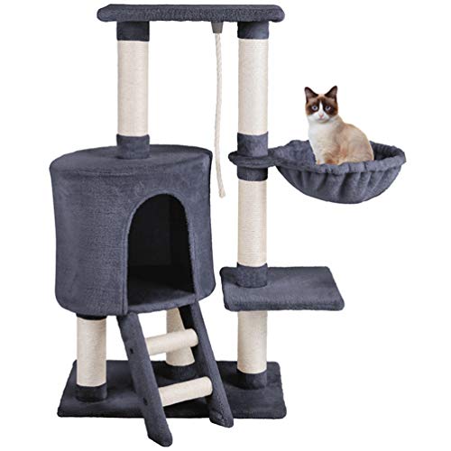 MC Star Árbol para Gato con Rascador Hamaca Plataformas Arañazo Juguete de Gatos de Sisal Natural 96cm, Gris