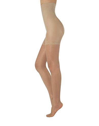 MEDIAS FINAS REDUCTORAS DE TALLE ALTO | PANTY CON COMPRESION MEDIA | NATURAL, NEGRO | 20 DEN | S, M, L, XL | CALCETERÍA ITALIANA | (S, NATURAL)