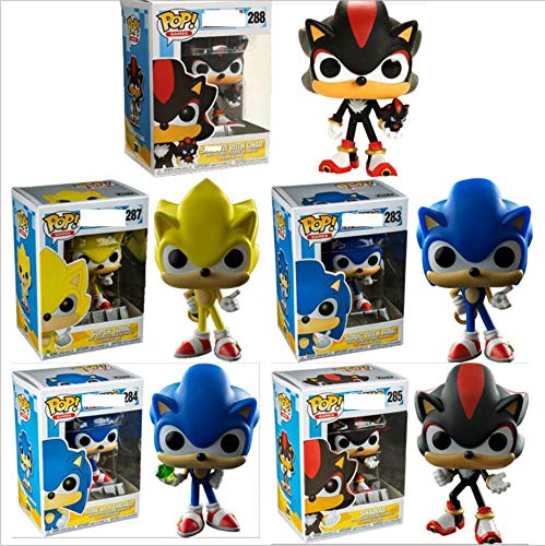 MIAOGOU Sonic Juguete Pop Original Super Sonic Sonic con Anillo / Esmeralda Shadow Collectible Model PVC Figura De Acción Juguetes para Niños