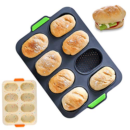 Mini bandeja para hornear baguette Perforada Antiadherente Molde para Hornear Pan - Mini Baguette Crujiente de Molde bandeja de silicona para hornear pan, 34x24cm