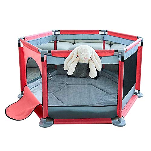 MKJYDM Cerca de Seguridad for niños de Interior área de Juegos Segura for niños pequeños 6 Paneles for bebés Cerca de 65 cm de Altura (4 Colores) Valla de Juegos para niños (Color : Gray Pink)