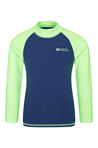 Mountain Warehouse Camiseta térmica para niños - Camiseta térmica con protección UV, Camiseta térmica de Manga Larga para niños, Costuras Planas Verde Brillante 9-10 Años