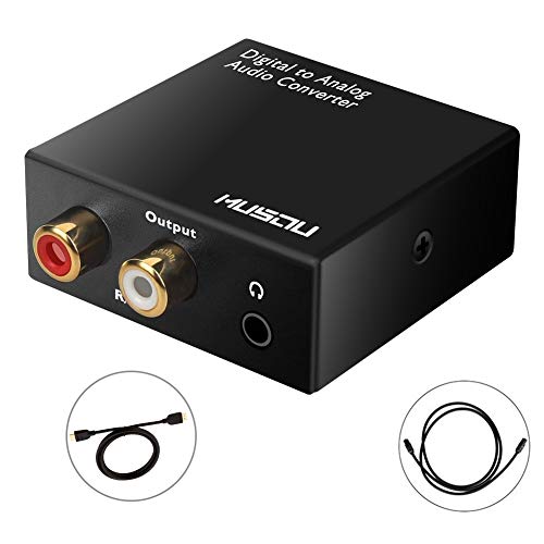 Musou DAC de Audio Convertidor de Digital a Analógico con 3.5mm Audio jack Toslink y SPDIF R/L Adaptador de Audio para PS3 4 Xbox Android Box HDTV Blu-ray Home Cine