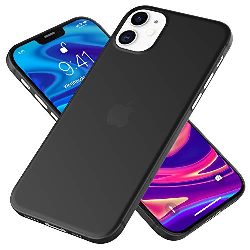 NALIA Ultra-Fina Carcasa Compatible con iPhone 12 / iPhone 12 Pro Funda, Cubierta Protectora Delgado Ligera Hard Case Rigida Bumper, Telefono Movil Slim Cover Smartphone Cobertura Dura, Color:Negro