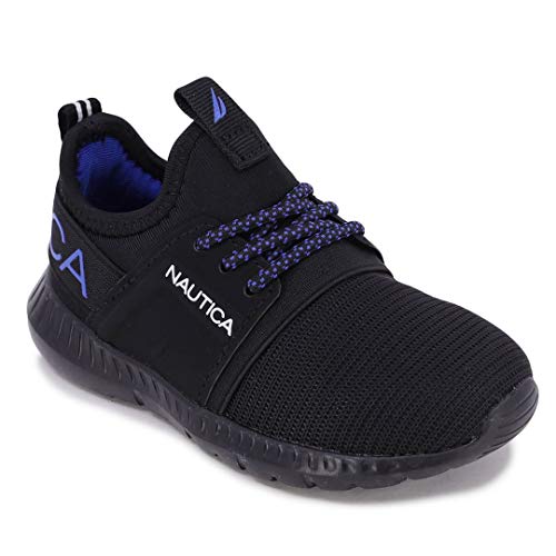 Nautica Kids Boys Lace-Up Fashion Sneaker Breathable Athletic Running Shoe-Kappil 3 Toddler-Black Mono Pop-12