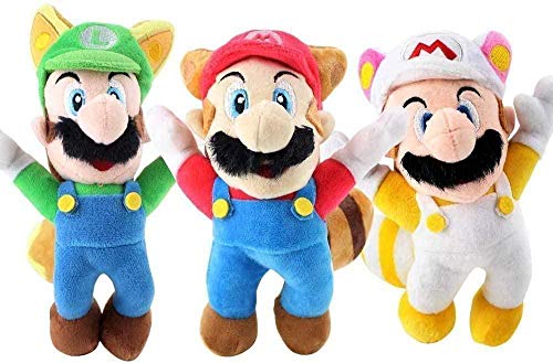 NC56 Felpa 3 unids/Lote Mario 3D Land Juguetes de Peluche Mario Luigi Cosplayaccoon Gato Zorro Animales muñecos de Peluche Suaves Regalos para niños