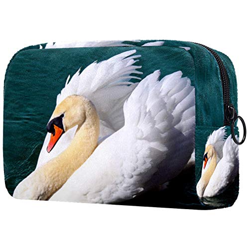 Neceser de Viaje Cisnes Nadando Neceser Maquillaje Nolsas de Aseo Cosméticos Organizador Accesorios de Baño Viajes de Negocios Vacaciones 18.5x7.5x13cm