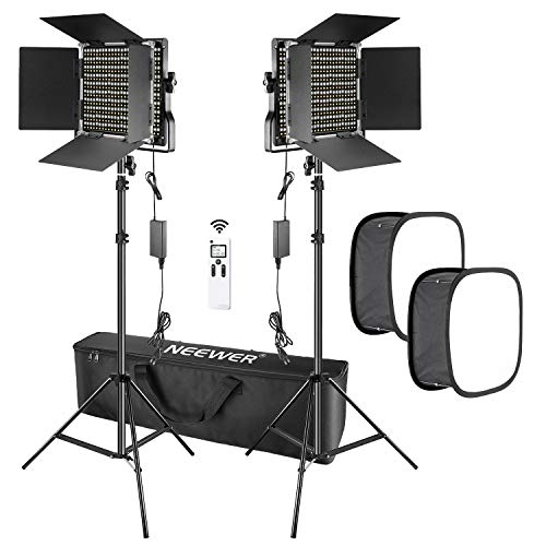 Neewer 2 Paquetes 2,4G 660 LED Avanzada Luz Video con Softbox Kit LED Panel Bicolor Regulable con 2,4G Control Inalámbrico Pantalla LCD Softbox Difusor y Soporte para Producto de Retrato Fotografico