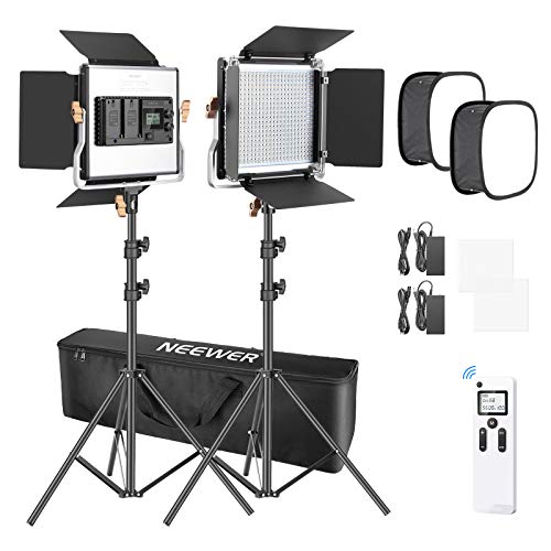 Neewer Kit de Iluminación para Fotografía con Luz de Video 2,4G 480 LED Avanzada con Bolsa LED Panel con Control Inalámbrico de 2,4G 660 LED Panel Softbox y Soporte para Fotografía de Retrato