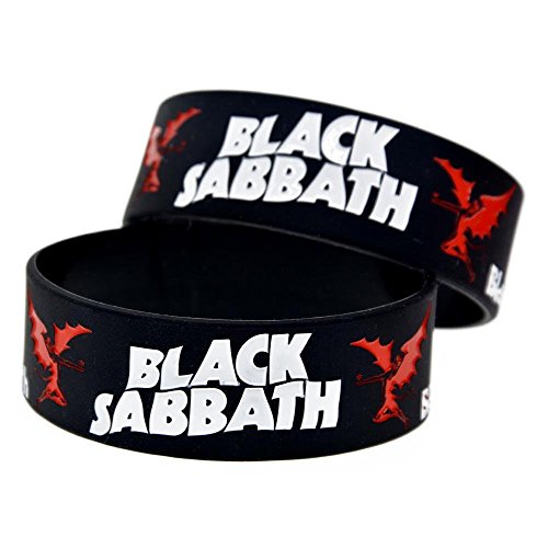 North King Silicona Pulsera Black Sabbath británico Rock Band 1 Pulgada Silicona Pulsera Conjunto de 2 Piezas