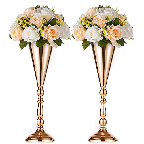 Nuptio 2 Piezas De Soporte Metálico De Flor, Jarrón De Flores Artificiales para La Pared/El Armario De Televisión, Decoración De La Flor De La Mesa De Bienvenida para Boda/Fiesta