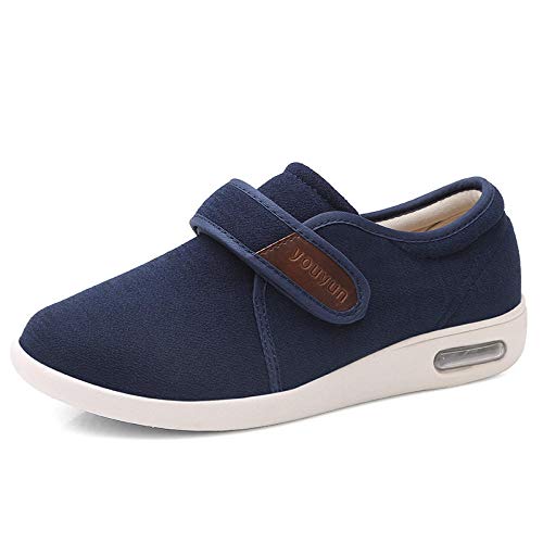 Nwarmsouth Zapato Sanitario elástico cómodo,Agregue Fertilizante para ensanchar los Zapatos de Ancianos, Zapatos Deportivos Ajustables-Azul_48,Zapatillas de Velcro para Mayores