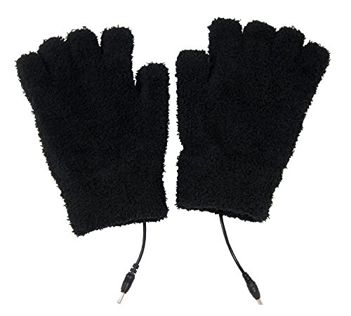 ObboMed MH-1020 Guantes Térmicos por Fibra de Carbono Infrarrojo Lejano, Medio Dedo, USB 5V 6W, Portátil, iPhone, Longitud de Onda 8-15 μm (Rango Saludable: 4-14 μm); Negro - 19 x 13 cm