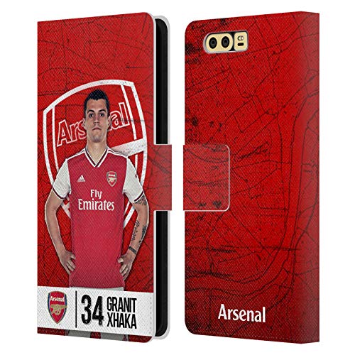 Official Arsenal FC Granit Xhaka 2019/20 First Team Group 1 Leather Book Wallet Case Cover Compatible For Huawei Honor 9