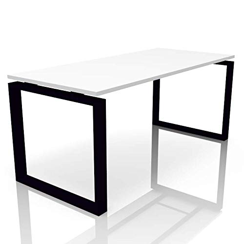 OFICIT Mesa de Oficina Blanca Fabricada en España. Disponible en Varios tamaños y Colores de Pata. (Pata Negro, 180x80)