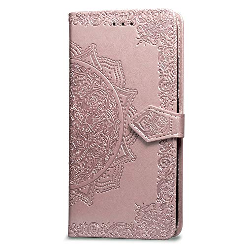 Oihxse Funda con Xiaomi Redmi Note 8, Cuero PU Billetera Cierre Magnético Flip Libro Folio Tapa Carcasa Relieve Soporte Plegable Ranuras para Tarjetas Protección Caso(Oro Rosa)