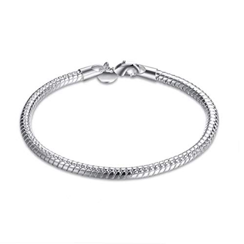 OMMO LEBEINDR 925 Cadena De Plata Esterlina 4 Mm Pulsera De La Serpiente Muchacha De Las Mujeres Más Nuevo Fino