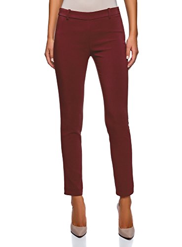 oodji Ultra Mujer Pantalones Ajustados con Cintura Elástica, Rojo, DE 42 / EU 44 / XL