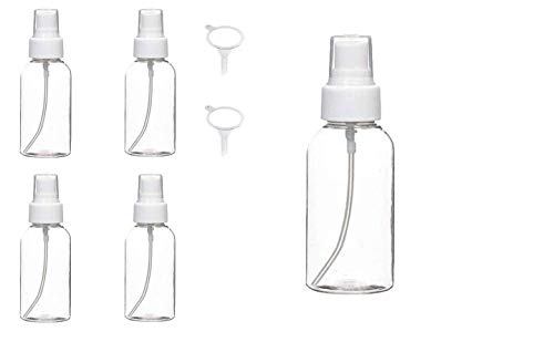 Ozvavzk 5PCS *50ml Botellas de Aerosol,Transparente Set de Botella de Spray de Viaje-7 Piezas con Atomizador para Limpio/Camping/Perfume/Maquillaje