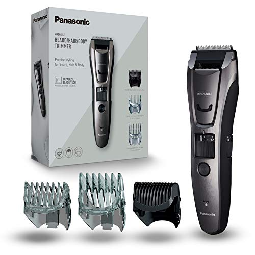 Panasonic ER-GB80-H503 - Cortador de Pelo y Barba Precisa Premium para Hombre (3 en 1, Recargable, Acero Inoxidable, Batería Larga Duración, 40 Ajustes, 3 Accesorios Incluidos) Gris Oscuro