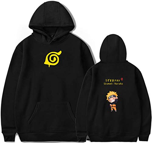 PANOZON Sudadera Naruto Mujer Impresión de Uchiha Itachi Sasuke Hinata Chaqueta de Anime Ninja para Chicas (XL, A-Negro 473-6)