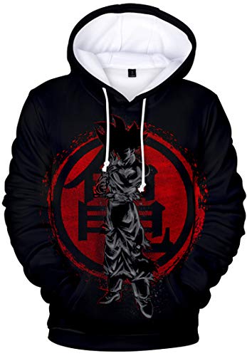 PANOZON Sudadera para Hombre Impresa Dragon Ball Chaqueta Deportiva Anime Japonés Estilo Casual (L, Negro 825)