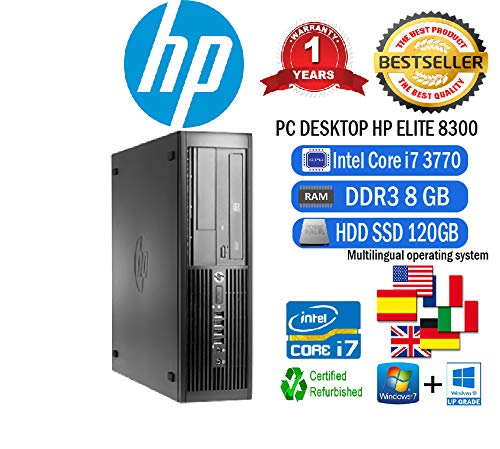 PC HP Elite 8300 SFF Intel CORE i7 3770 3,40 Ghz/8 GB/SSD 120 GB/DVD/WIN 10 PRO (certificado y reacondicionado)