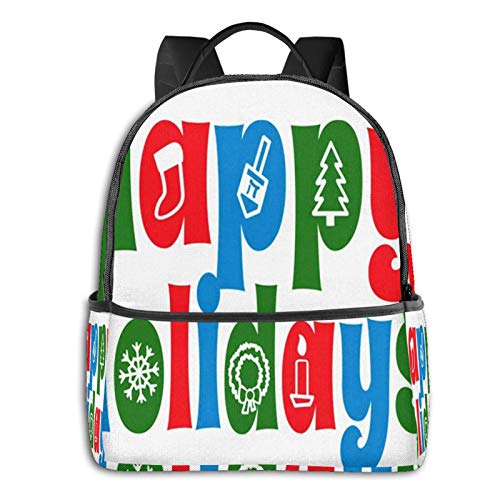 PEIGJH Mochilas Escolares Bolsa Daypack Mochila Tipo Casual para Niños Niñas para Portátiles Netbooks Texto Saludo Felices Fiestas Varios