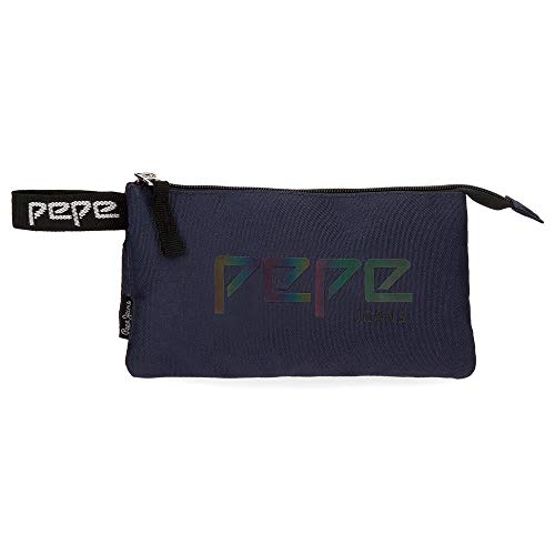 Pepe Jeans 6454362, Estuche Tres Compartimentos, 22 cm, 1.32 litros, Azul