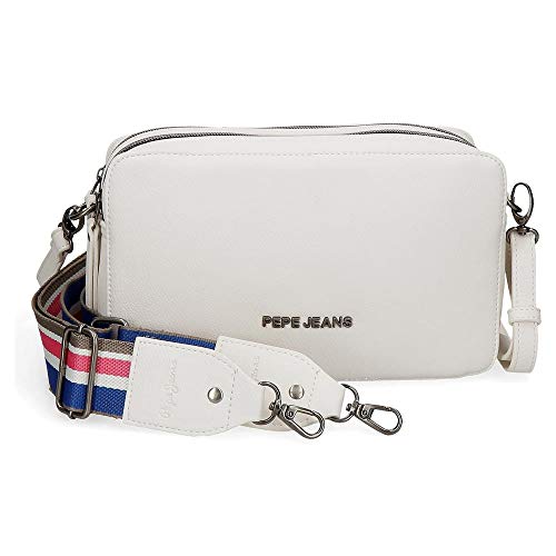 Pepe Jeans Eva Bandolera Dos Compartimentos Blanco 25x18x6,5 cms Piel Sintética