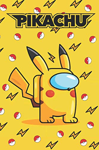 Pikachu Notebook: Crewmate among us Pokeball cover - 6x9 inch 120 lined pages