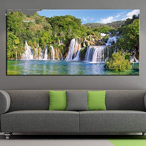 Pintura de Diamante,Gran Tamaño,Taladro Completo,Yolada DIY Larg Paisaje Natural 5D Bordado Cascada Lago Diamond Painting Mosaico Artes Lienzo Home pared Decor,taladro cuadrado,60x120cm