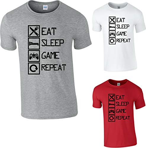 Playera Eat Sleep Game Repeat, controlador, consola retro, juego de videojuegos, parte superior Rojo rosso 3XL