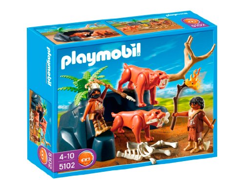 PLAYMOBIL - Tigres Dientes de Sable con Cazadores, Set de Juego (5102)