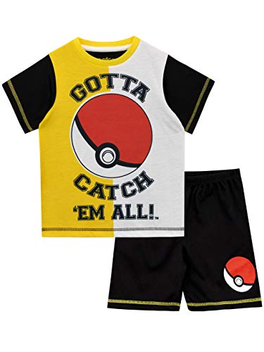 Pokèmon Pijamas de Manga Corta para niños Pokeball Negro 9-10 Años