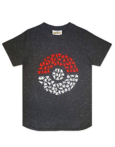 Pokemon Pika Pokeball – Camiseta de manga corta para chico Negro gris oscuro 9-10 Años