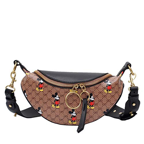 Popular Bolso pequeño de Verano Femenino 2020 Nuevo Rojo Rojo Mismo Estilo Mickey Mouse Cofre Bolso Cintura Bolso Femenino Messenger All-Match-Negro