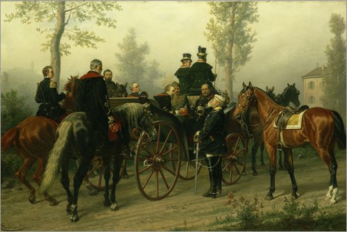 Póster 60 x 40 cm: Napoleon III and Bismarck After The Battle of Sedan de Wilhelm Camphausen/Bridgeman Images - impresión artística, Nuevo póster artístico