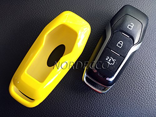 Protex Carcasa rígida de alto brillo 2015 2016 2017 Ford 3 botones inteligente sin llave para Ford Mustang 5.0 GT Mondeo Fusion Galaxy (amarillo)