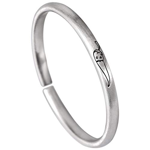 Pulsera De Plata De Ley 925 para Mujer,Ajustable Vintage Moda Antigua Ley Simple Arena Matorral Pequeño Pimienta Forma De Trama Bangle para Señoras Vestido Coinciden con Regalo De San Valentín