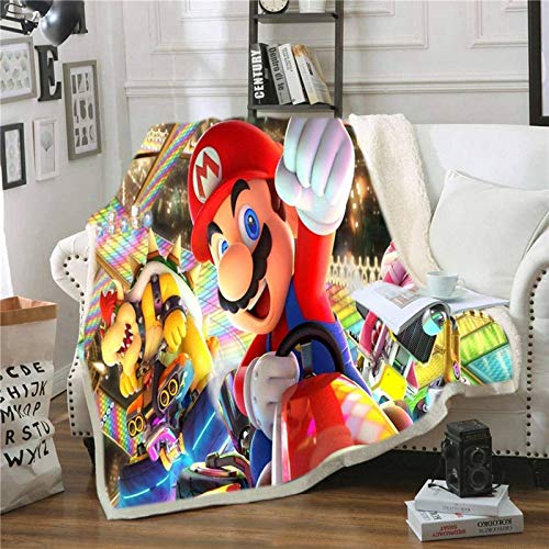 QSTT Manta Super Mario para niños, 100% microfibra, impresión digital 3D, manta súper suave, manta de forro polar suave (C,150 x 200 cm)