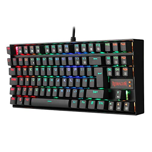 Redragon K552 Teclado Mecánico para Juegos al 60% Cableado con Interruptores Rojos Equivalente a Cherry MX PC Windows (RGB Retroiluminado UK-QWERTY)