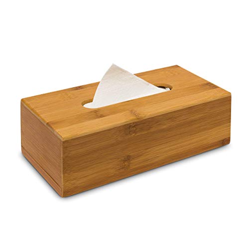 Relaxdays - Caja para pañuelos con Fondo extraíble, Bambú, 7.5 x 24 x 12 cm, 0.36 Kg