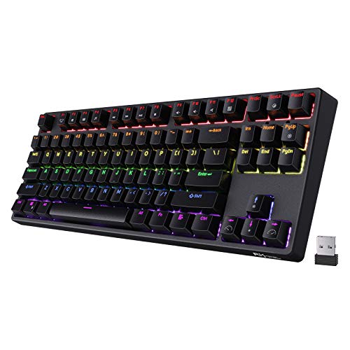 RK ROYAL KLUDGE Sink87G Teclado mecánico inalámbrico TKL para juegos, Teclado inalámbrico compacto 2.4G con interruptores táctiles marrones, RGB diversificado y configuraciones de macro excepcionales