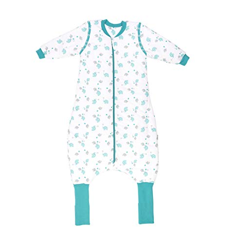 Saco de dormir de Schlummersack con pies para la edad, unisex, diseño con elefantes blanco weiß Talla:24-36 meses