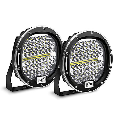 Safego 2pcs Focos LED, 7" 300W 24000LM Faros Trabajo LED Spot 12V-24V Barra LED IP68 Impermeable Luz de Niebla para Coche,SUV, UTV, ATV,Off-road,Camión,Moto,Barco - Garantía de 1 años(Concha roja)