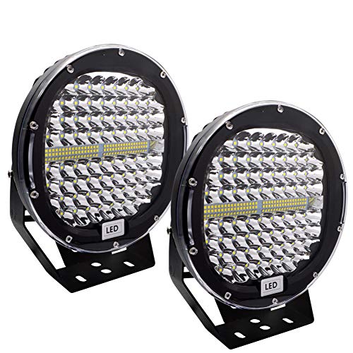 Safego 2pcs Focos LED Tractor, 9" 408W 32600LM Faros Trabajo LED Spot 12V-24V LED IP68 Impermeable Luz de Niebla para Coche, SUV, UTV, ATV, Off-road, Camión, Moto - Garantía de 1 años(Concha roja)